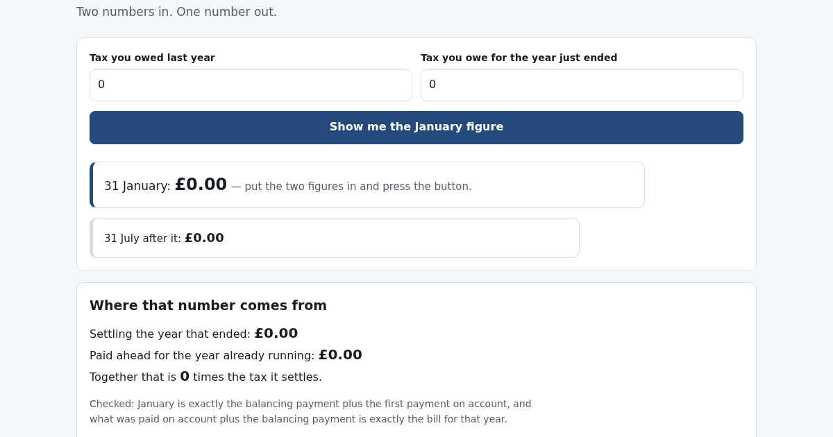 January Bill: Payments on Account and the Balancing Payment